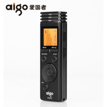 愛國者（aigo） R5503錄音筆16g專業(yè)高清遠距降噪 聲控錄音商務會議錄音筆迷你小巧學生錄音器 黑色 16G