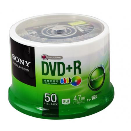 SONY 索尼  dvd刻錄盤(pán) 光盤(pán) 空白光盤(pán) 4.7G 16X DVD+R 可打印 （50片桶裝）