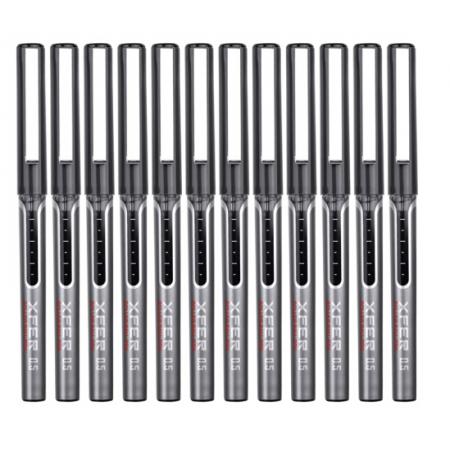 得力(deli)DLSX-S657 0.5mm直液全針管走珠簽字筆 辦公用品學生中性筆會議筆 12支/盒黑