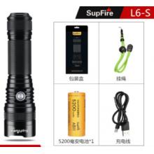 SupFire神火L6超強(qiáng)光手電筒可充電26650超亮遠(yuǎn)射LED便攜小家用T6戶外氙氣燈防水超長(zhǎng)續(xù)航 新款L6-S+1節(jié)5200毫安電池+充電線