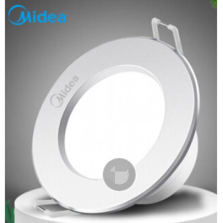 美的 Midea led筒燈明亮天花燈室內(nèi)客廳暗槽燈嵌入式暗裝照明 6W亮銀PC開(kāi)孔9-10.5cm正白光