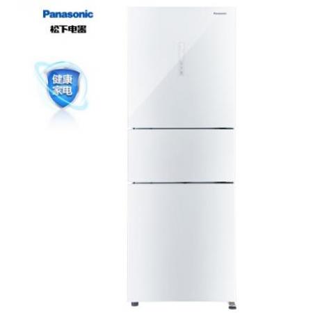 松下（Panasonic）280升變頻家用三門小冰箱 抗菌除味 自動制冰 -3℃微凍保鮮 珍珠白玻璃面板 NR-EC28AGA-W