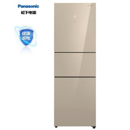 松下（Panasonic）255升風(fēng)冷無(wú)霜三門(mén)冰箱 銀離子抗菌裝置 -3℃微凍保鮮 金色玻璃面板 NR-C281WG-N