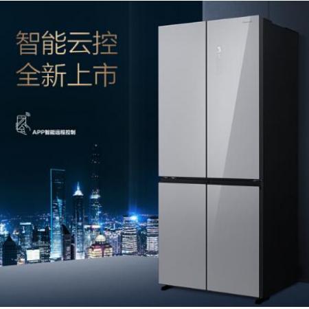 松下（Panasonic）498升十字對(duì)開 小京魚APP 銀色玻璃門 變頻無霜 銀離子功能 頂置壓縮機(jī) 微凍 NR-JS49CP1-S