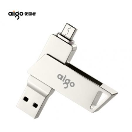 愛國者（aigo）32GB Micro USB USB3.0     手機U盤 U385銀色    雙接口手機電腦兩用