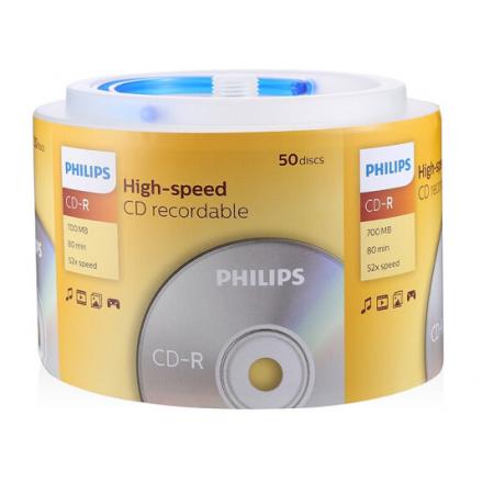飛利浦（PHILIPS）CD-R光盤(pán)/刻錄盤(pán) 52速700M 桶裝50片
