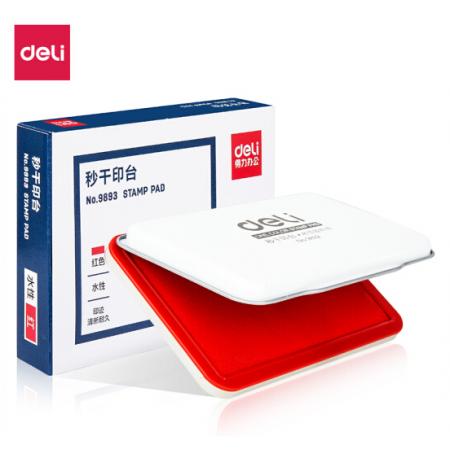 得力(deli)143*87mm金屬方形大號(hào)財(cái)務(wù)會(huì)計(jì)專用秒干印臺(tái)印泥 辦公用品 紅色9893