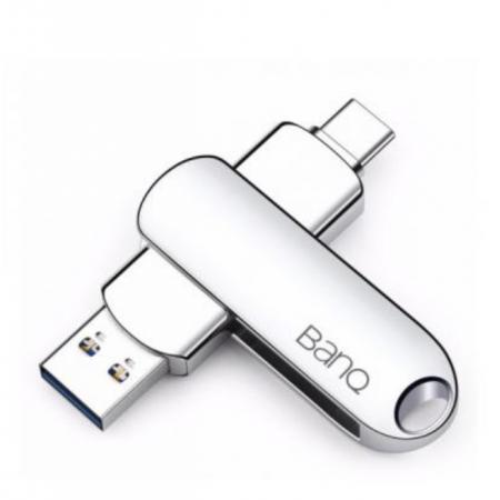 banq 64GB Type-C3.1 USB3.0 U盤(pán) C91高速款 銀色 OTG手機(jī)電腦兩用優(yōu)盤(pán)全金屬360度旋轉(zhuǎn)設(shè)計(jì)