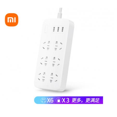 小米（MI）米家6孔位插線板/USB插座/插排/排插/拖線板/插板/接線板 3USB接口 全長1.8米