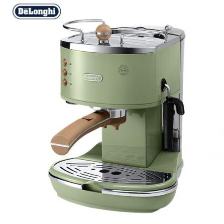 德龍（Delonghi）咖啡機(jī) 復(fù)古系列半自動咖啡機(jī) 家用意式濃縮 泵壓式不銹鋼鍋爐 ECO310.VGR 橄欖綠