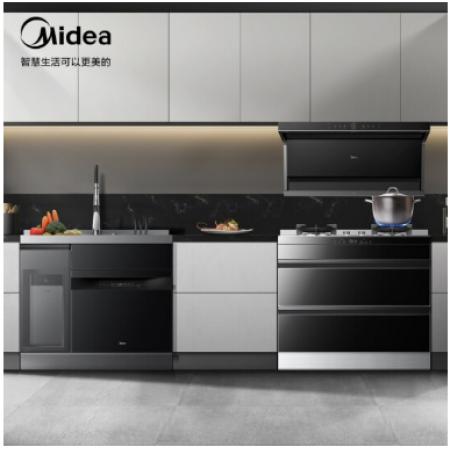 美的（Midea）輕凈烹飪立方集成套系 分體式集成灶 10套洗碗機 熱風烘干 天然氣 D3+X3S+XQ01