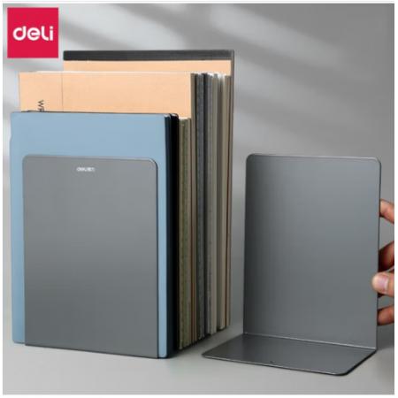 得力書(shū)立書(shū)夾書(shū)靠書(shū)擋書(shū)檔鐵書(shū)架簡(jiǎn)易桌上夾書(shū)器學(xué)生用簡(jiǎn)約桌面課桌收納放書(shū)的架子創(chuàng)意ins風(fēng)擋板隔板書(shū) 深灰色金屬書(shū)立-2片