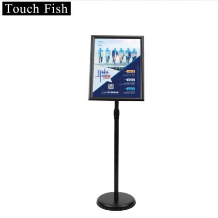 Touch Fish不銹鋼可伸縮展示牌 A3A4海報展架立牌 酒店商城指示牌引導(dǎo)牌水牌 黑色A3直角（送加重注水塊）