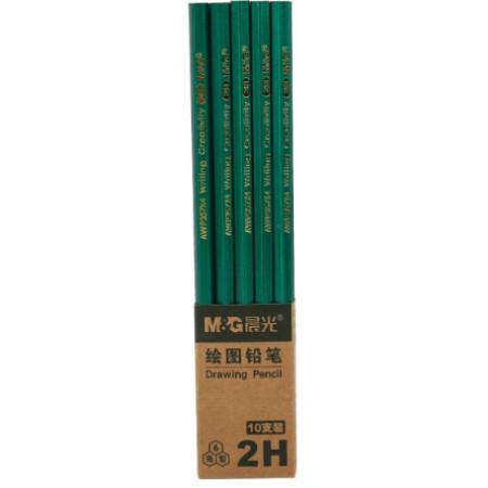 晨光（M&G） 文具2B六角木桿鉛筆學(xué)生經(jīng)典綠桿考試涂卡鉛筆美術(shù)素描繪圖木質(zhì)鉛筆 AWP357X4 2H六角桿 10支/一盒