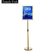  Touch Fish不銹鋼可伸縮展示牌 A3A4海報展架立牌 酒店商城指示牌引導(dǎo)牌水牌 金色A4直角（送加重注水塊）