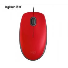 羅技（Logitech）M110 鼠標 有線鼠標 辦公鼠標 輕音鼠標 對稱鼠標 紅色