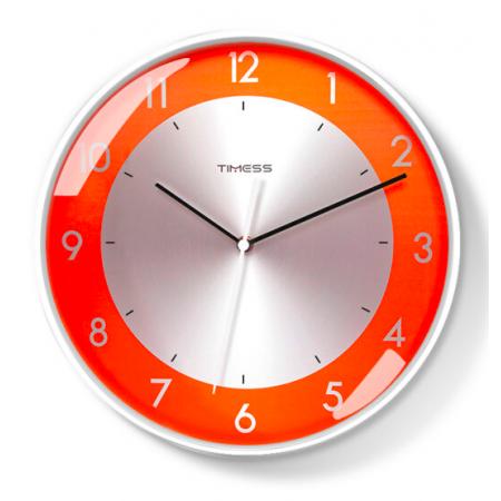 Timess 掛鐘表客廳時(shí)鐘簡(jiǎn)約現(xiàn)代表掛墻免打孔進(jìn)口機(jī)芯石英鐘掛表創(chuàng)意家用餐廳輕奢表 CH04-2進(jìn)口機(jī)芯活力橙 直徑35厘米