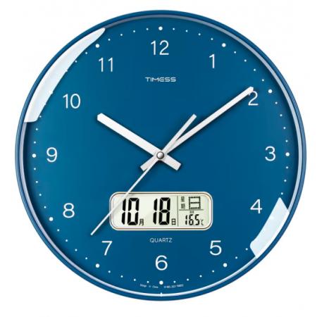 Timess 時(shí)尚簡(jiǎn)約鐘表客廳掛鐘2022新款萬(wàn)年歷溫度家用時(shí)鐘臥室石英鐘掛表掛墻 P68-4 翠綠寶石【14英寸】