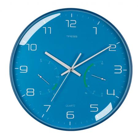 Timess 掛鐘 時尚簡約鐘表客廳時鐘溫濕度輕奢創(chuàng)意薄邊臥室石英鐘免打孔掛表掛墻 QF2102-2【清淺河水】+溫濕度12英寸