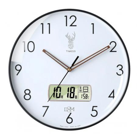 Timess 掛鐘鐘表客廳創(chuàng)意北歐時(shí)鐘萬年歷溫度石英鐘簡約輕奢表掛墻 P52-1【35厘米日歷款】