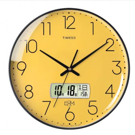 Timess 掛鐘鐘表客廳創(chuàng)意北歐時鐘萬年歷溫度石英鐘簡約輕奢表掛墻 P52-5【35厘米日歷款】