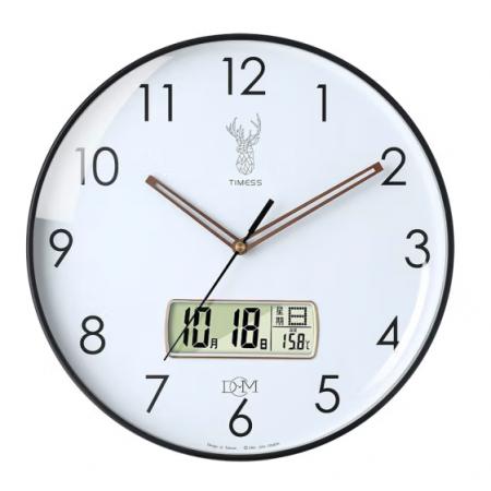 Timess 掛鐘鐘表客廳創(chuàng)意北歐時(shí)鐘萬(wàn)年歷溫度石英鐘簡(jiǎn)約輕奢表掛墻 P50B-1【30厘米日歷款】