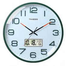 Timess 掛鐘客廳鐘表家用時(shí)鐘掛墻智能感光萬(wàn)年歷溫度顯示現(xiàn)代簡(jiǎn)約16英寸掛表石英鐘 P74B-2蒂芙伲綠【智能光感科技】 直徑40厘米