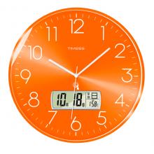 imess 掛鐘表客廳時(shí)鐘雙電波自動(dòng)對(duì)時(shí)溫濕度萬(wàn)年歷現(xiàn)代表掛墻免打孔家用石英鐘表創(chuàng)意餐廳輕奢電子表 CH02B-4幸福橙【溫濕度+智能全自動(dòng)對(duì)時(shí)】 直徑35厘米