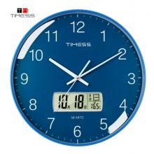 Timess 掛鐘 客廳萬(wàn)年歷鐘表北歐簡(jiǎn)約石英鐘表掛墻臥室時(shí)鐘薄邊家用日歷掛表 P66-3 蔚藍(lán)色35厘米