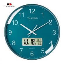 Timess 掛鐘 客廳萬(wàn)年歷鐘表北歐簡(jiǎn)約石英鐘表掛墻臥室時(shí)鐘薄邊家用日歷掛表 P66-4 抹茶綠35厘米