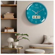 Timess 掛鐘 客廳萬(wàn)年歷鐘表北歐簡(jiǎn)約石英鐘表掛墻臥室時(shí)鐘薄邊家用日歷掛表 P66-4 抹茶綠35厘米