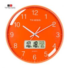 Timess 掛鐘 客廳萬(wàn)年歷鐘表北歐簡(jiǎn)約石英鐘表掛墻臥室時(shí)鐘薄邊家用日歷掛表 P66-5 華麗橙35厘米