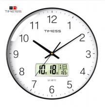 Timess 掛鐘 客廳萬(wàn)年歷鐘表北歐簡(jiǎn)約石英鐘表掛墻臥室時(shí)鐘薄邊家用日歷掛表 P65-1 鋼琴黑30厘米