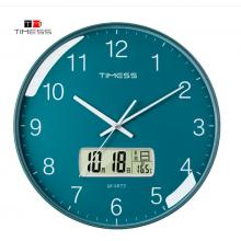 Timess 掛鐘 客廳萬(wàn)年歷鐘表北歐簡(jiǎn)約石英鐘表掛墻臥室時(shí)鐘薄邊家用日歷掛表 P65-4 抹茶綠30厘米