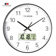 Timess 掛鐘 客廳萬(wàn)年歷鐘表北歐簡(jiǎn)約石英鐘表掛墻臥室時(shí)鐘薄邊家用日歷掛表 P11-1 鋼琴黑25厘米