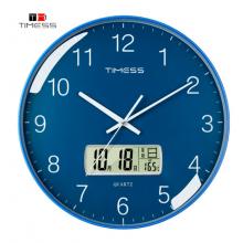 Timess 掛鐘 客廳萬(wàn)年歷鐘表北歐簡(jiǎn)約石英鐘表掛墻臥室時(shí)鐘薄邊家用日歷掛表 P11-3 蔚藍(lán)色25厘米