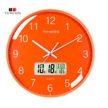 Timess 掛鐘 客廳萬(wàn)年歷鐘表北歐簡(jiǎn)約石英鐘表掛墻臥室時(shí)鐘薄邊家用日歷掛表 P11-5 華麗橙25厘米