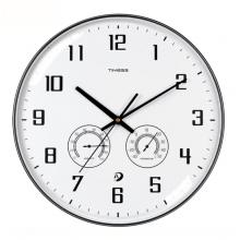 Timess 掛鐘客廳時(shí)鐘表溫濕度計(jì)掛表現(xiàn)代簡(jiǎn)約輕奢自動(dòng)對(duì)時(shí)全時(shí)區(qū)智能表免打孔掛墻 Q19-1 鋼琴黑 直徑35厘米