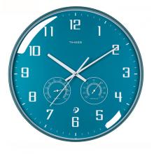 Timess 掛鐘客廳時(shí)鐘表溫濕度計(jì)掛表現(xiàn)代簡(jiǎn)約輕奢自動(dòng)對(duì)時(shí)全時(shí)區(qū)智能表免打孔掛墻 Q19-3 抹茶綠 直徑35厘米
