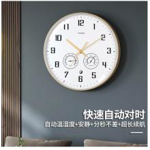 Timess 掛鐘客廳時(shí)鐘表溫濕度計(jì)掛表現(xiàn)代簡(jiǎn)約輕奢自動(dòng)對(duì)時(shí)全時(shí)區(qū)智能表免打孔掛墻 Q19-4 蔚藍(lán)色 直徑35厘米