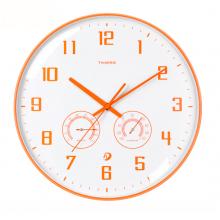 Timess 掛鐘客廳時(shí)鐘表溫濕度計(jì)掛表現(xiàn)代簡(jiǎn)約輕奢自動(dòng)對(duì)時(shí)全時(shí)區(qū)智能表免打孔掛墻 Q19-5 華麗橙 直徑35厘米