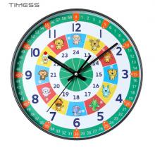 imess 兒童早教時尚鐘表客廳掛鐘卡通創(chuàng)意簡約識字時鐘家用臥室石英鐘表掛墻 QF2115-2 鉛筆女孩 【12英寸】