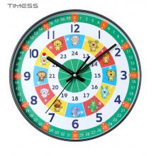 Timess 兒童早教時(shí)尚鐘表客廳掛鐘卡通創(chuàng)意簡約識字時(shí)鐘家用臥室石英鐘表掛墻 QF2115-3 十二生肖 【12英寸