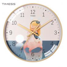 Timess 卡通兒童鐘表客廳掛鐘時(shí)尚簡(jiǎn)約時(shí)鐘家用創(chuàng)意臥室石英鐘現(xiàn)代大氣掛表掛墻 QF2109-3 海馬女孩 【10英寸】