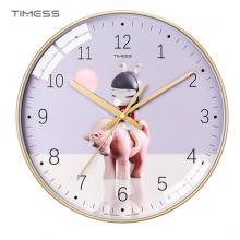 Timess 卡通兒童鐘表客廳掛鐘時(shí)尚簡(jiǎn)約時(shí)鐘家用創(chuàng)意臥室石英鐘現(xiàn)代大氣掛表掛墻 QF2109-4 獨(dú)角獸女孩 【10英寸】