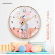 Timess 卡通兒童鐘表客廳掛鐘時尚簡約時鐘家用創(chuàng)意臥室石英鐘現(xiàn)代大氣掛表掛墻 QF2109-4 獨角獸女孩 【10英寸】