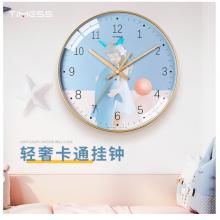 Timess 卡通兒童鐘表客廳掛鐘時尚簡約時鐘家用創(chuàng)意臥室石英鐘現(xiàn)代大氣掛表掛墻 QF2109-1 海豚女孩 【10英寸】