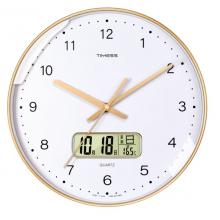 Timess 時(shí)尚簡(jiǎn)約鐘表客廳掛鐘2022新款萬(wàn)年歷溫度家用時(shí)鐘臥室石英鐘掛表掛墻 P68-2 暖陽(yáng)深秋 【14英寸】