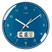 Timess 時尚簡約鐘表客廳掛鐘2022新款萬年歷溫度家用時鐘臥室石英鐘掛表掛墻 P67-4 翠綠寶石【12英寸】