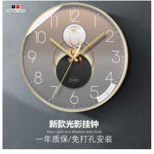 Timess T 掛鐘 鐘表客廳掛鐘創(chuàng)意時(shí)尚家用表掛墻免打孔輕奢光影石英鐘掛表 S16-2【35厘米款】